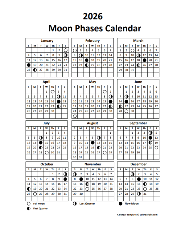 2025 2026 Moon Calendar Printable Stickers Eliza Wrenfordsley