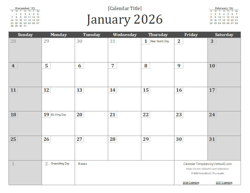 2026 Calendar Templates And Images