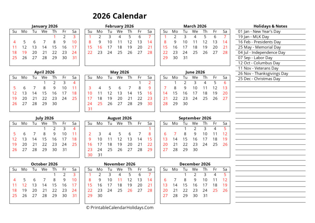 2026 Calendar With Week Numbers Printable Hailee Lindie