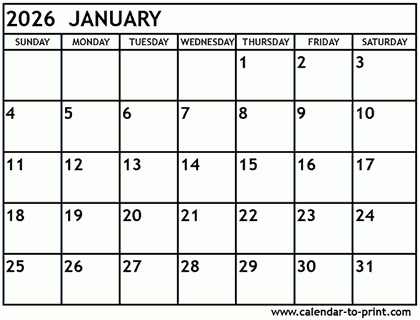 2026 Calendars Free Printable 2026 Monthly Calendars 