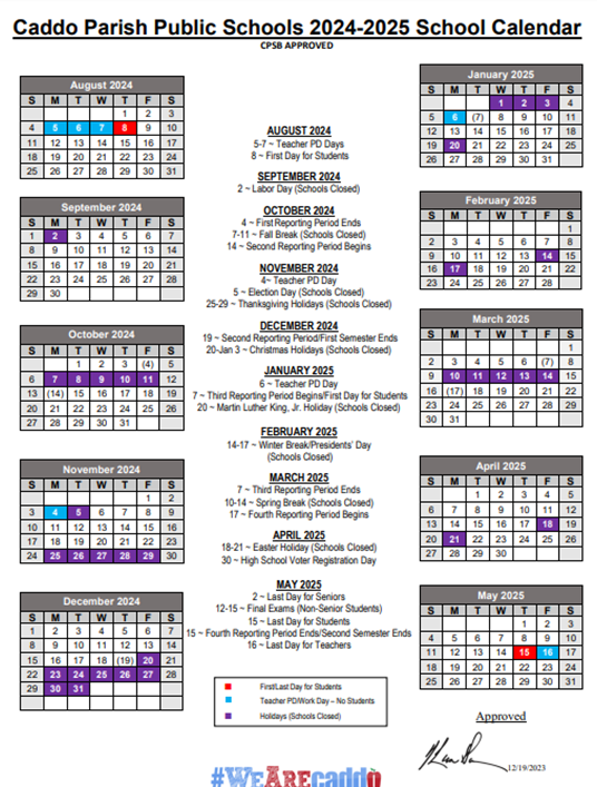 24 25 Calendar Caddo Parish Magnet High School