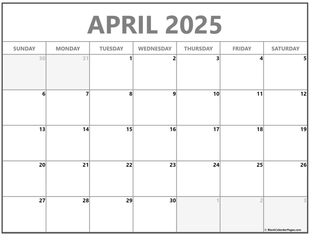 April 2025 Blank Calendar Printable Free Didi Muriel
