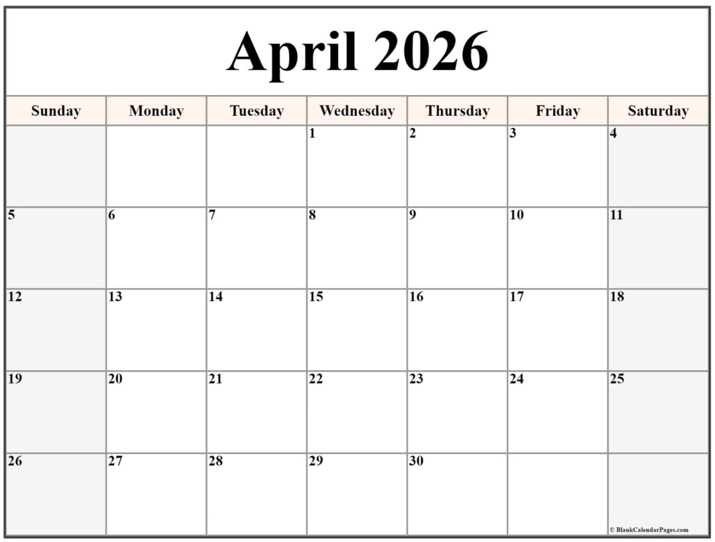 April 2026 Calendar Free Printable Calendars