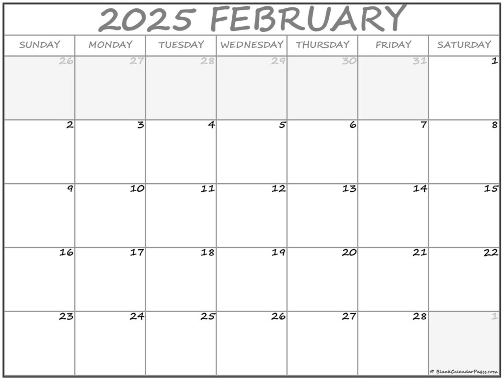 Blank February 2025 Calendar Pdf Rose J Town