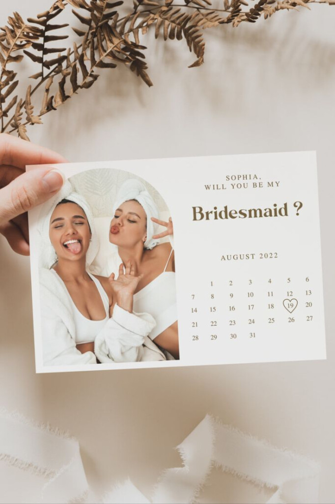 Bridesmaid Proposal Card Will You Be My Bridesmaid Calendar Template 