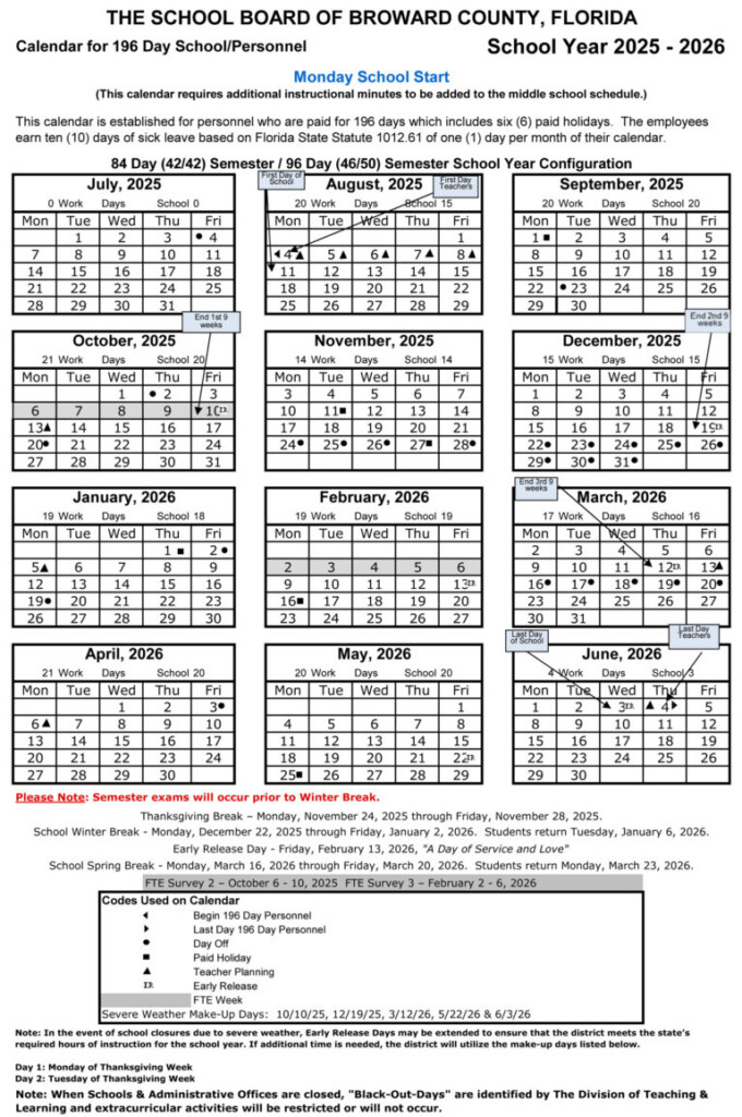 Broward County School Calendar 2025 2026 BrowardGov