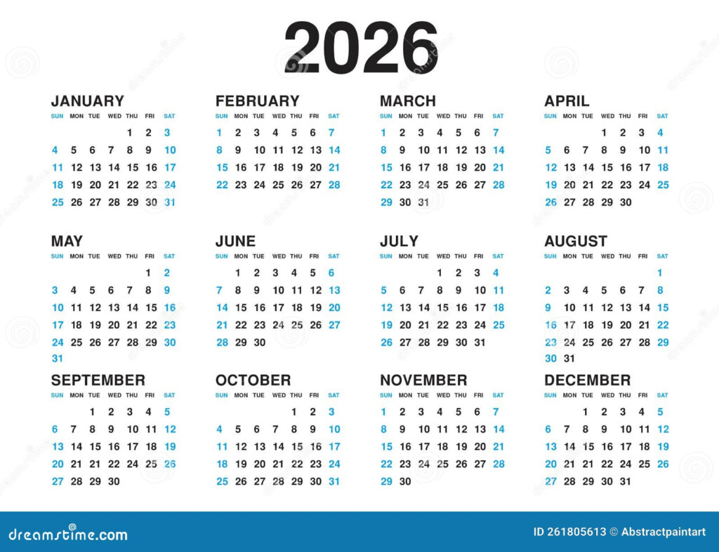 Calendar 2026 Template Vector Simple Minimal Design Planner 2026 Year 