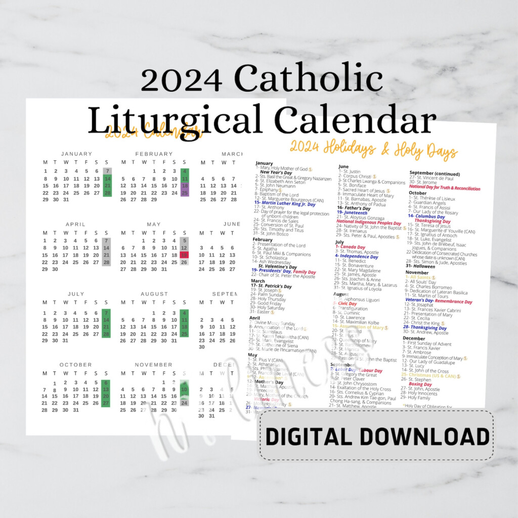 Catholic Calendar 2025 With Holidays Denys Felisha
