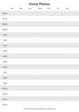Daily Hourly Schedule Printable