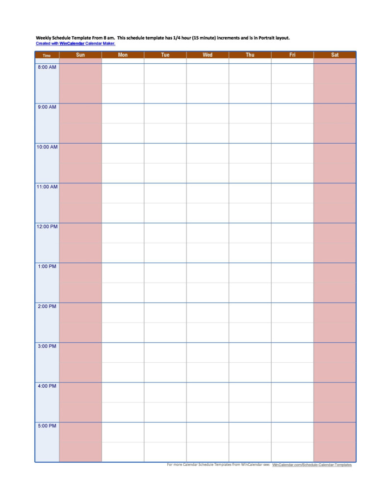 Daily Schedule Hourly Printable