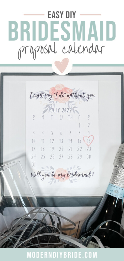 Easy DIY Bridesmaid Proposal Calendar Free Download Modern DIY Bride