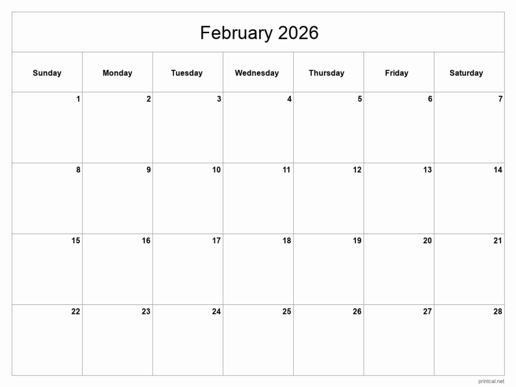 February 2026 Calendar Printable Angela Margot