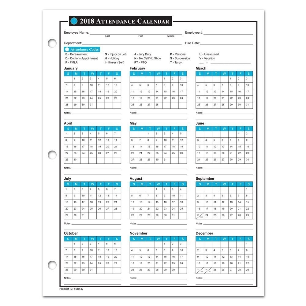 Free 2024 Employee Attendance Calendar Pdf Afton Shauna