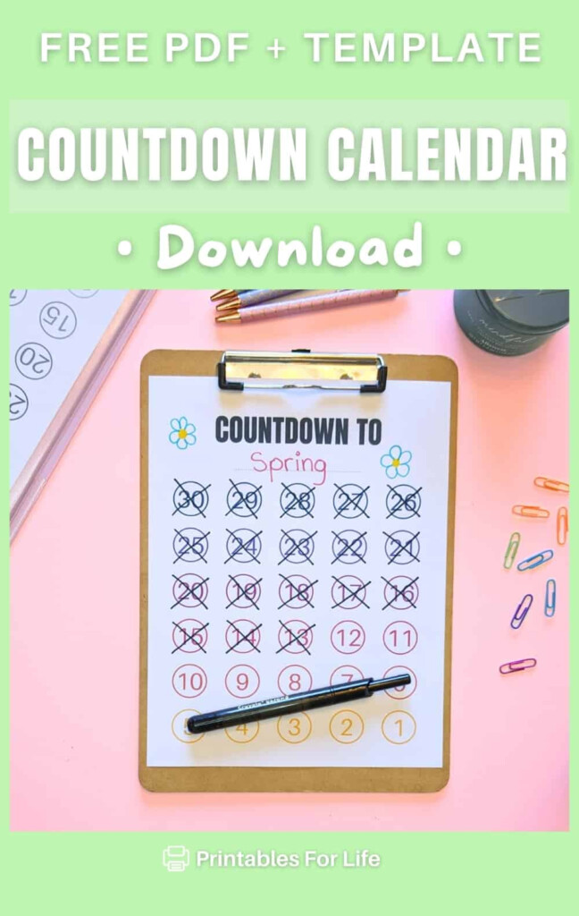 FREE Blank Countdown Calendar Printable