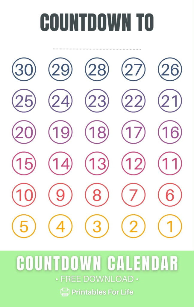 FREE Blank Countdown Calendar Printable