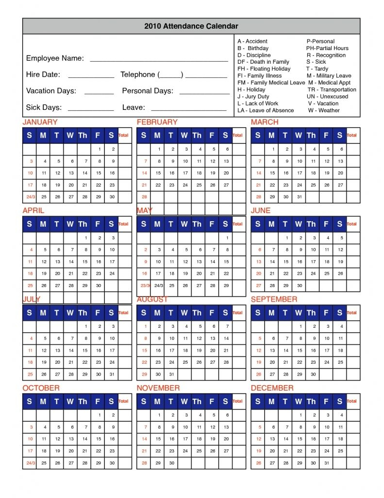 Free Printable 2025 Employee Attendance Calendar Pdf Usa Matthew S 
