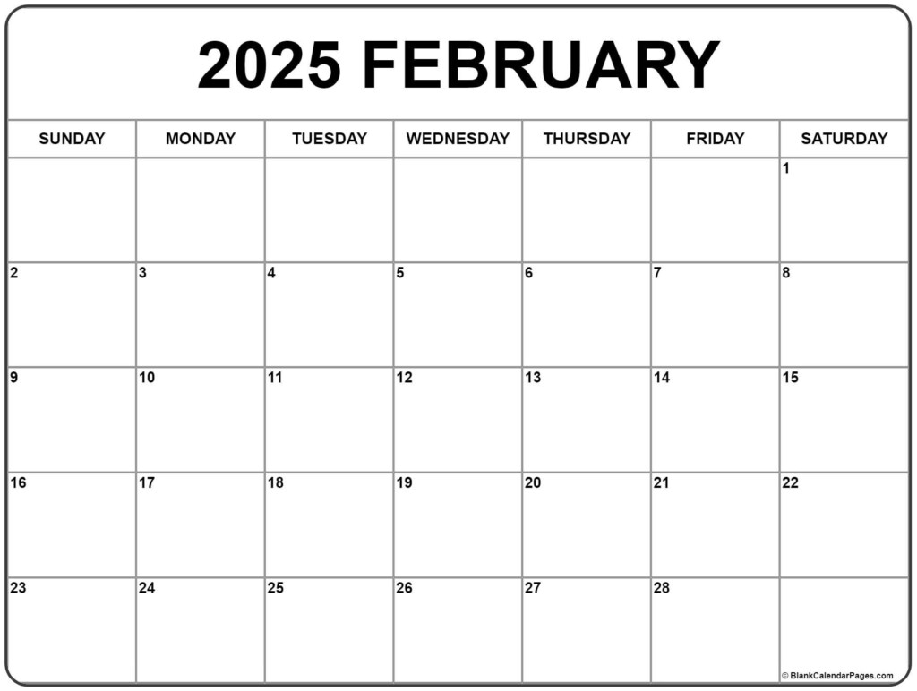 Free Printable February 2025 Calendar Page Template Levi Rudd