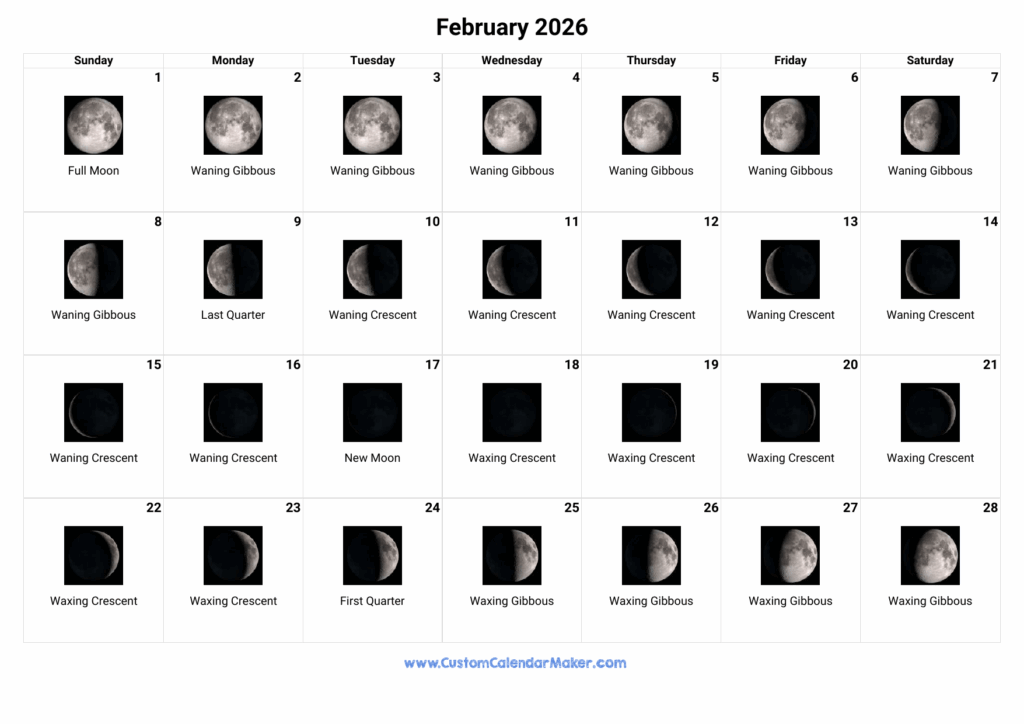 Free Printable Full Moon Calendar 2025 2026 Dodie Sharon