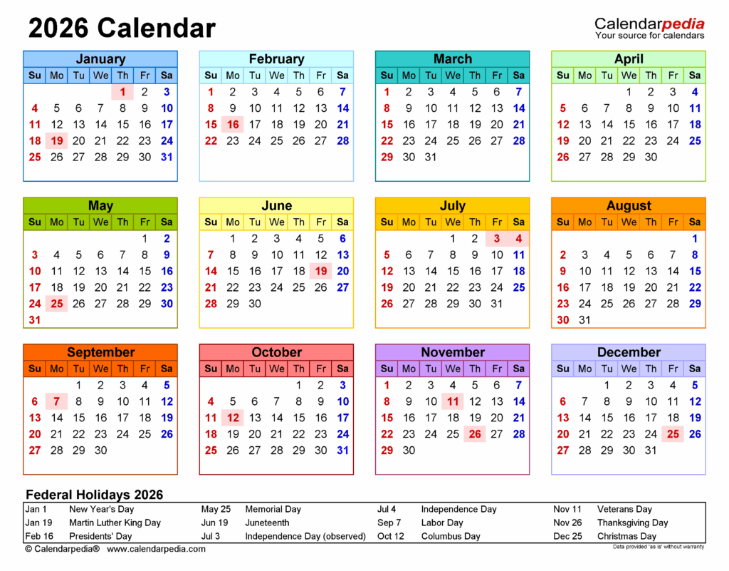 Full 2025 2026 Holiday Calendar Printable Free List Of Alyssa N 