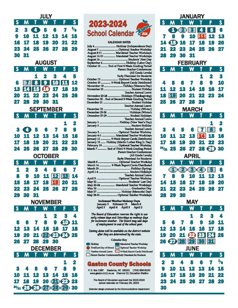 Gaston County School Calendar 2025 25 Maya B McLeod