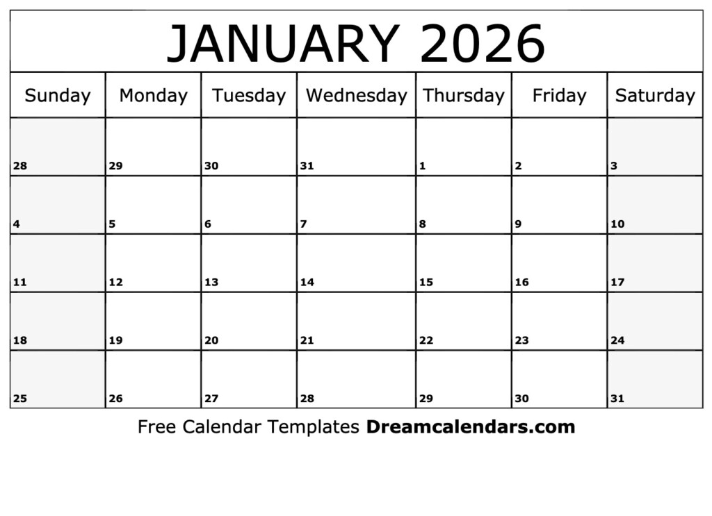January 2026 Calendar Free Printable With Holidays And Observances