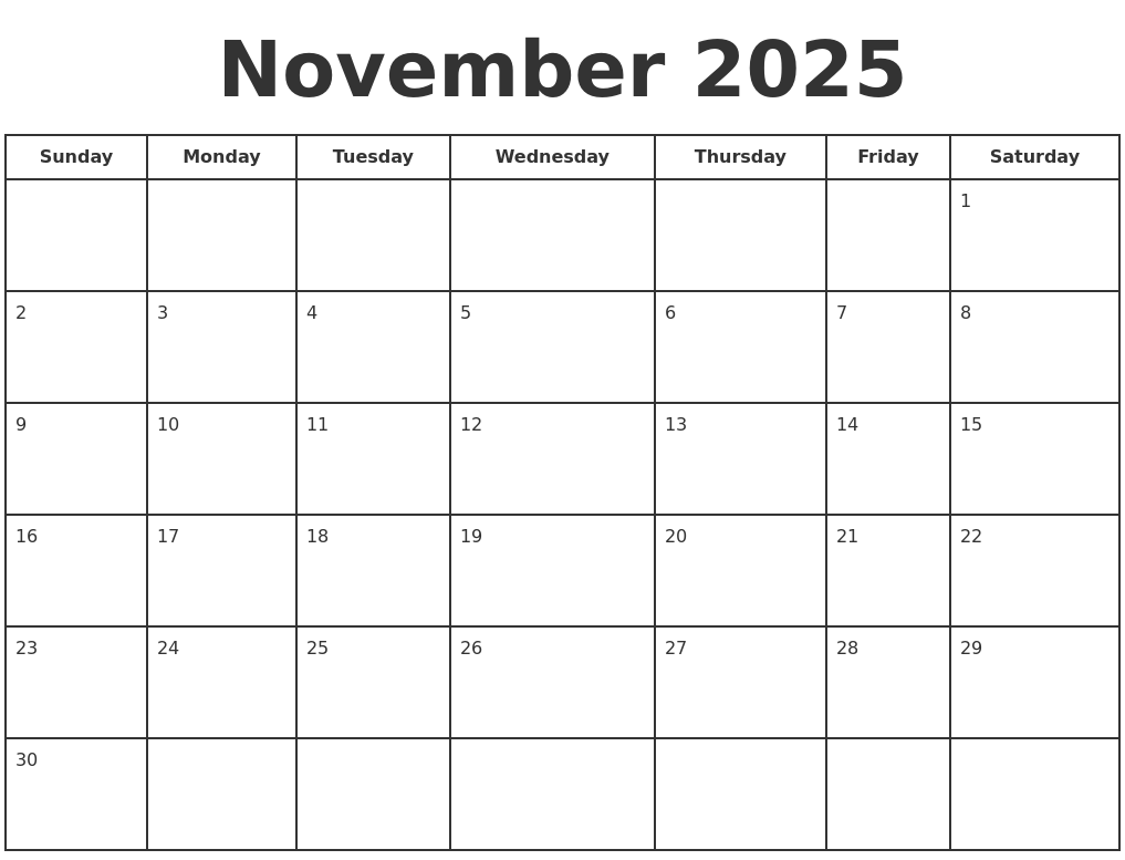 November 2025 Calendar Printable Free Nicholas Cranwell