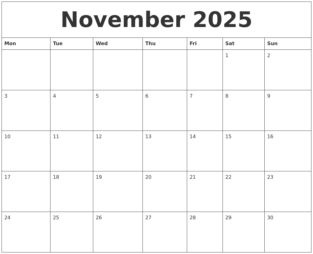 November 2025 Calendar Printable Pdf Mathilde C Bech
