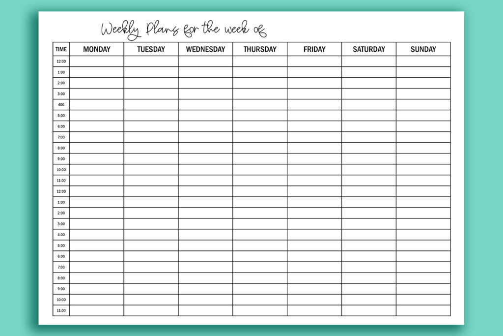 Printable Hour By Hour Calendar Carmen Consuela