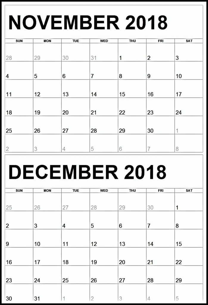Printable November December Calendar Printable Calendars AT A GLANCE