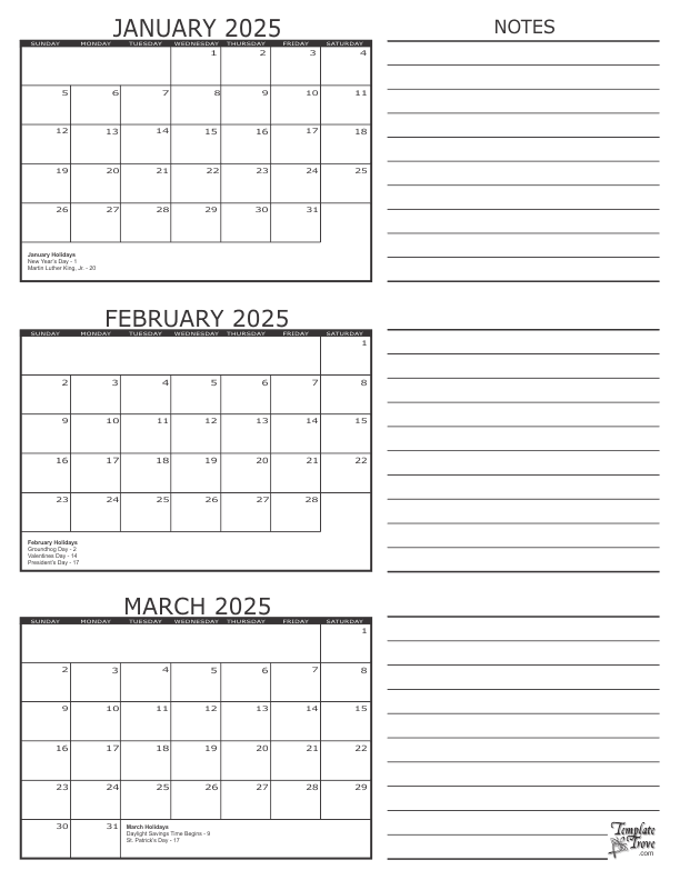 Template Trove 2025 3 Month Lucinda Garlick D 