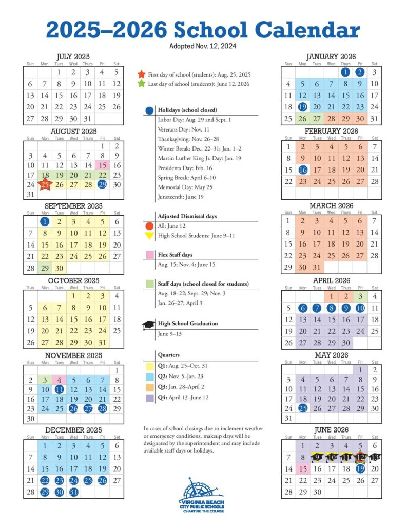 Virginia Beach City Public Schools Calendar 2025 2026 VBCPS 